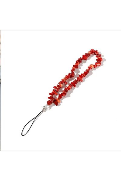 madam berra Accessories Mercan Kırık Doğal Taş Tam Tur Telefon Askısı Charm