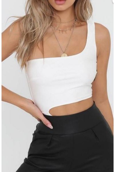 Be Best White Low-Cut Women's Bodysuit - Dc96