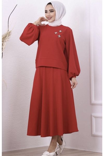 YILMAZBARMAZ Women's Stone Embroidered Skirt Suit