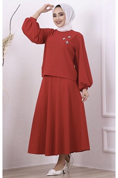 YILMAZBARMAZ Women's Stone Embroidered Skirt Suit