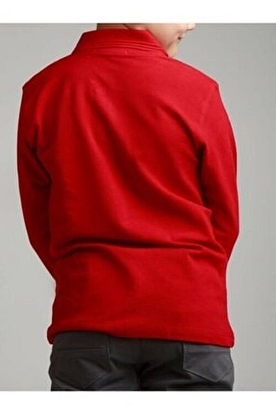 ümitteks iş ve okul kıyafetleri Tricou școlar unisex cu guler polo din bumbac pieptănat roșu