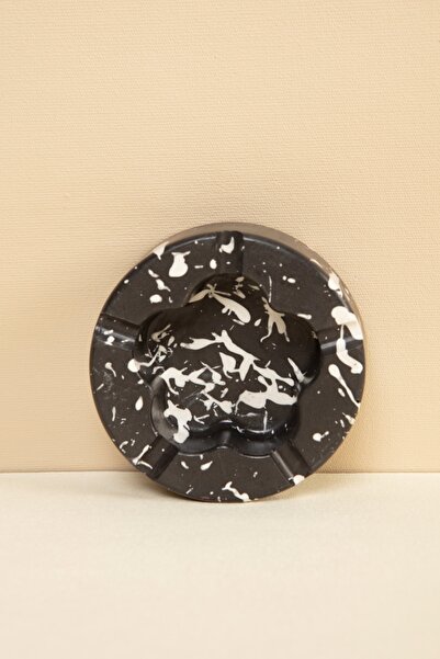 Handmeight Beton Siyah Beyaz Splash Çiçek Küllük / Kültablası