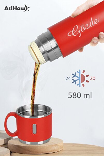 DURABLES Kişiye Özel Isimli Baskılı Termos 580 ml Çift Katmanlı 316 Paslanmaz...