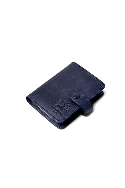 Westpolo Θήκη κάρτας πορτοφολιού Unisex από γνήσιο δέρμα αντίκες με διαφανή θήκη