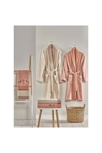Taç Family Bathrobe Set 6 Pieces Craft Coral