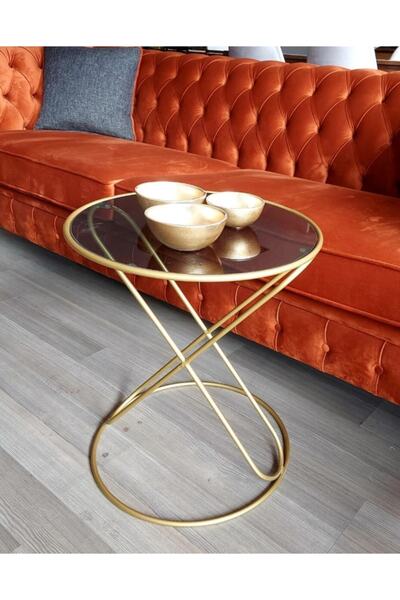 Genel Markalar Helen Yuvarlak Gold Sehpa