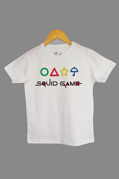 Raf Coll Tricou cu imprimeu digital în față pentru jocul calmar pentru copii
