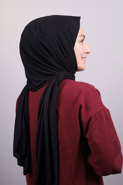 AlışverişTarlası Aslı Μονόχρωμο 100% Βισκόζη Χτενισμένο Βαμβακερό Σάλι - Μοτίβο-04 - Μαύρο