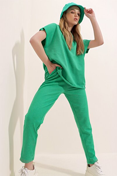 Trend Alaçatı Stili Trainingsanzug - Grün - Regular Fit