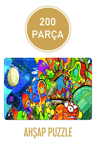 LİPYOS 200 Parça Grafiti Uzaylılar Ahşap Puzzle
