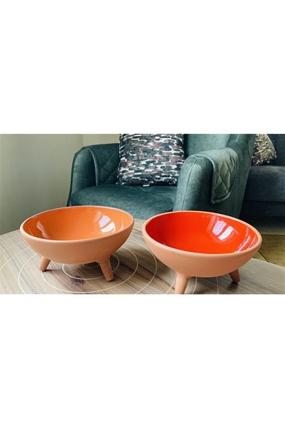 goffin Goffin Pottery 2-Piece Natural Glazed Footed Presentation Fruit Plate
