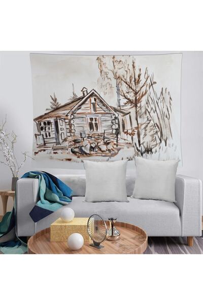 MEKTA HOME Διακοσμητικό ύφασμα τοίχου με σχέδιο με μαρκαδόρο, πλενόμενο, ανθε...