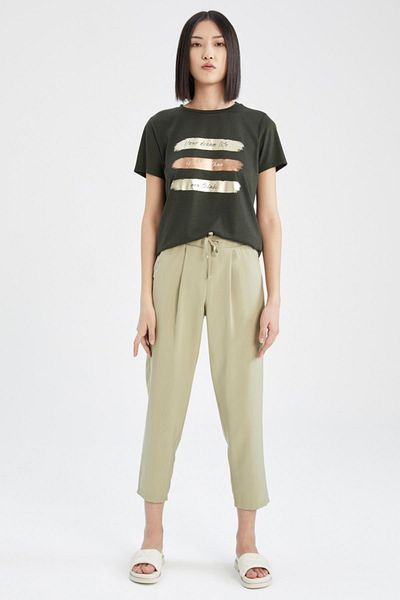 DeFacto Μπλουζάκι με κοντό μανίκι Regular Fit Crew Neck Foil με στάμπα