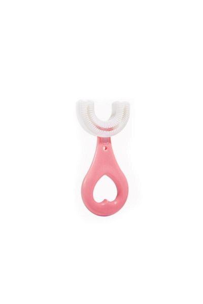 Bluoksweet Pink Color Baby Kids Oral Dental Health Care U Handheld Toothbrush (Age 2-6)