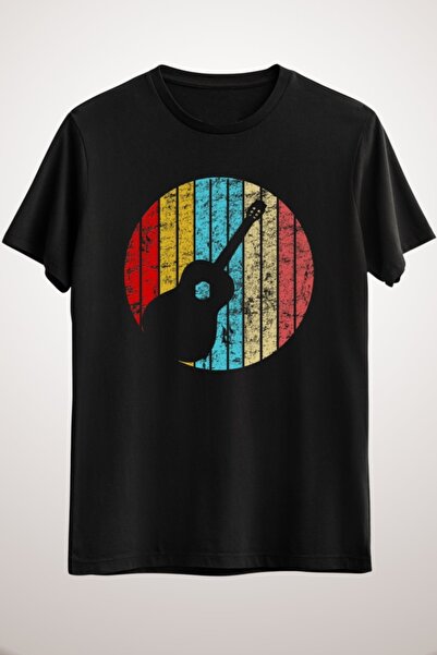 GreenMint للجنسين الأسود المتعثرة خمر الموسيقى التي شيرت عشاق الموسيقى الغيتا...