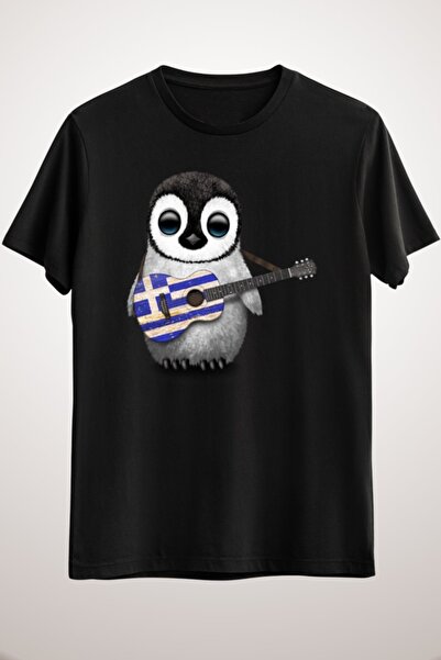 GreenMint للجنسين الأسود الطفل البطريق العزف على غيتار العلم اليوناني