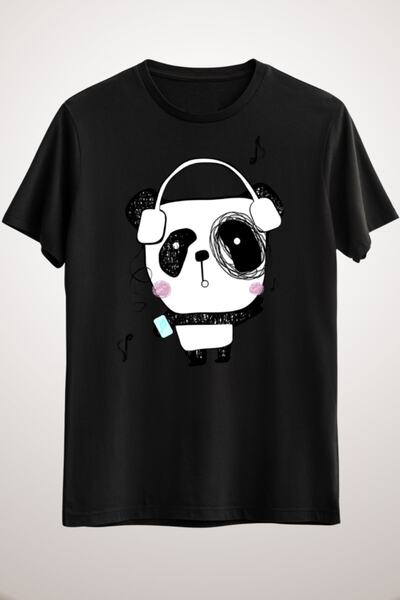 GreenMint للجنسين الأسود الرقص الباندا القلب الموسيقى التي شيرت الموسيقى في س...