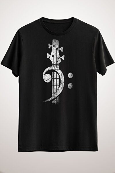 GreenMint قميص جيتار أسود للجنسين - جيتار باس كليف هيدستوك