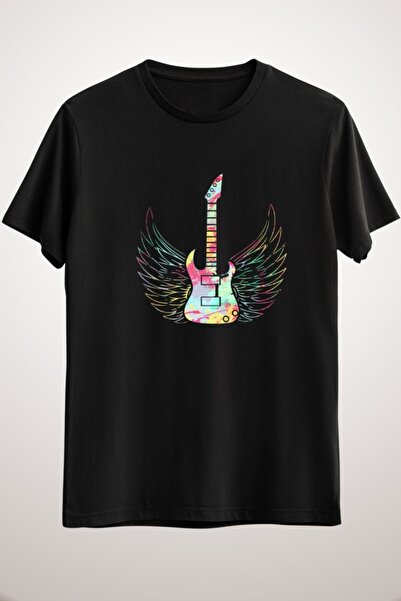 GreenMint تيشيرت موسيقى طويل أسود للجنسين