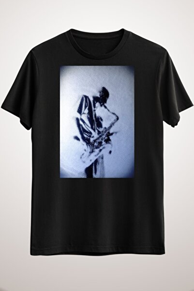 GreenMint للجنسين الأسود ساكس الموسيقى التي شيرت ملصق الموسيقى