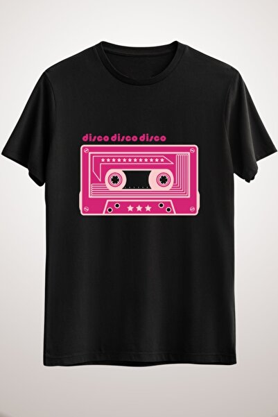 GreenMint تيشيرت موسيقى ديسكو أسود أرجواني للجنسين