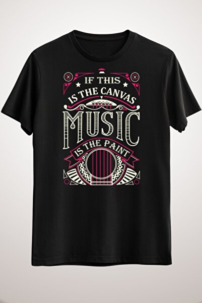 GreenMint تيشيرت موسيقى أسود للجنسين Music Is The Paint