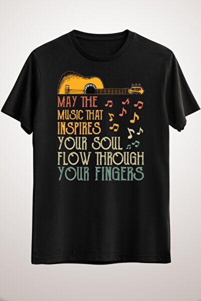 GreenMint تيشيرت موسيقى أسود للجنسين من May The Music الذي يلهم روحك
