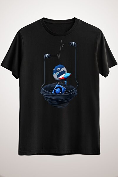 GreenMint تيشيرت موسيقى أسود للجنسين