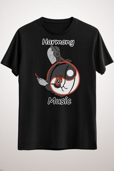 GreenMint للجنسين الأسود الوئام والموسيقى تي شيرت الموسيقى