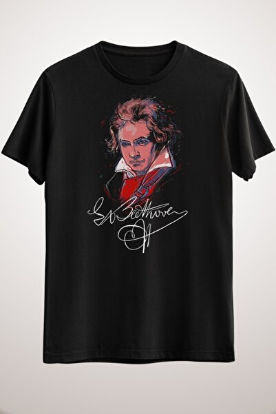 GreenMint للجنسين الأسود لودفيغ فان بيتهوفن، الموسيقى الكلاسيكية تي شيرت المو...