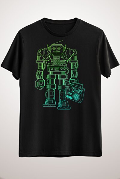 GreenMint تيشيرت موسيقى أسود للجنسين