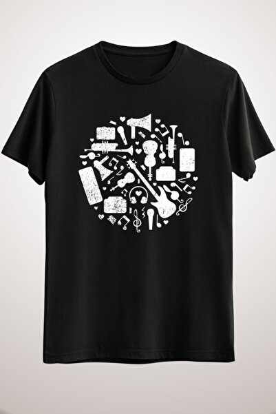 GreenMint للجنسين الأسود الموسيقى التي شيرت الآلات الموسيقية الموسيقى التي شي...