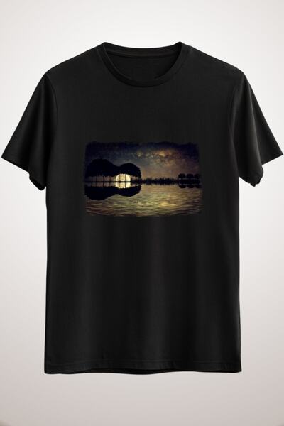 GreenMint Unisex Black Guitar Guitar Island Moonlight