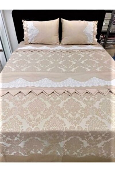 Çeyizci Sokağı طقم ملاءة سرير من الدانتيل مصنوع يدويًا مع دانتيل