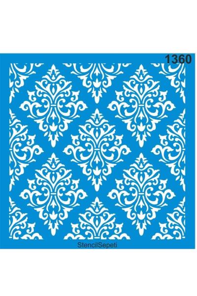 StencilSepeti Damask Duvar Stencil Şablon St1360 30x30 Cm