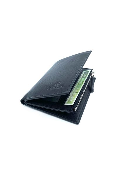 Eminsa Black Leather Vertical Men's Wallet