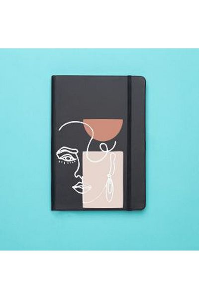 mooodcase دفتر حراري أسود مع نمط رسم فتاة وردية