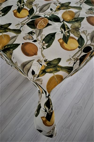 eno concept Linen Textured Lemon Pattern Colorful Tablecloth