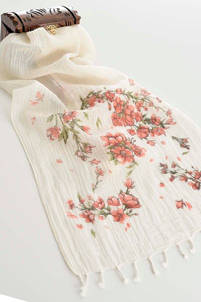 Dosimira Korel Floral Cotton Printed Small Scarf