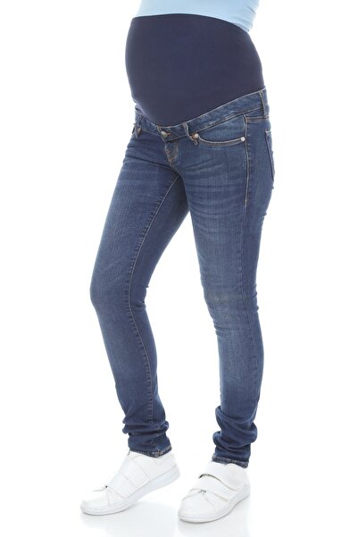 MİMBA Kadın Lacivert Denim Dar Paça Hamile Kot Pantolonu