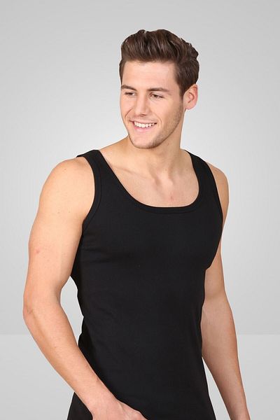 Berrak Men's Black Ribbed 4-Piece Undershirt