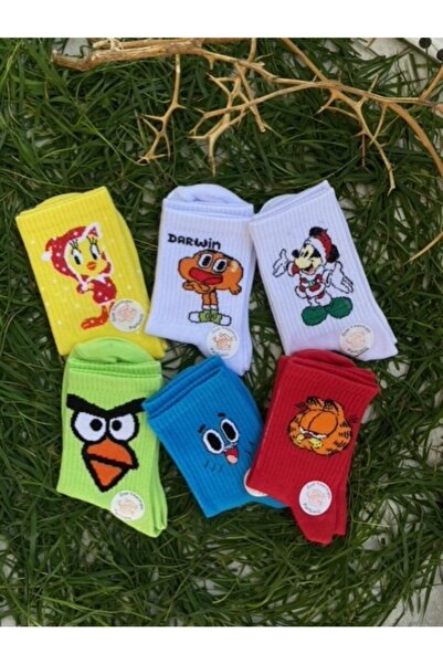 çorapdunyam 6 paketa unisex šarenih, jednobojnih, veselih koledž teniskih čar...