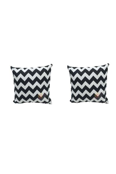 Premier Black Zigzag Duck Linen Throw Pillow Cover 2-Piece