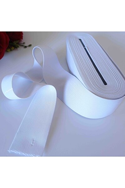 Gelincimherşey Beyaz 10 Metre Uzunluğunda 5 Cm Genişlikte Yassı Dokuma Lastik...
