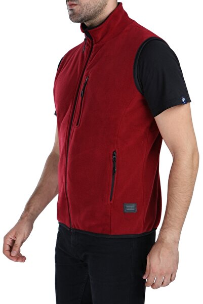 GHASSY CO. Men's Claret Red Multi-Pocket Claret Red Fleece Vest