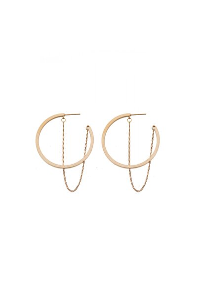 MODAMUGO Çelik Zincirli Halka Küpe - Gold