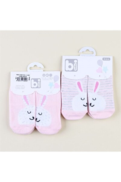 Bibaby Kız Bebek Pembe Tavşanlı Ikili Çorap