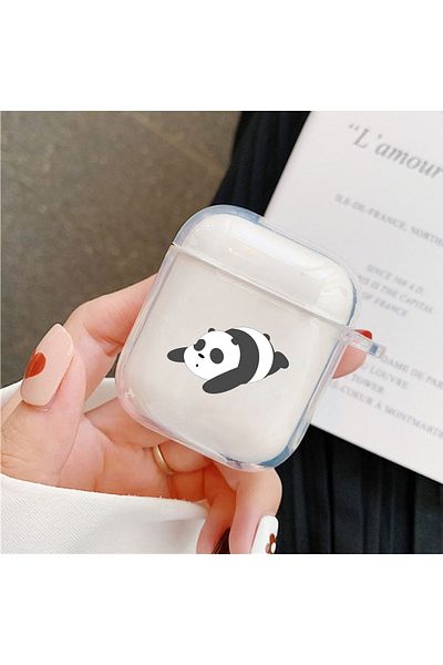 mooodcase Sleeping Panda Patterned Transparent 1st and 2nd Generation Compatible Wireless Headphone Case