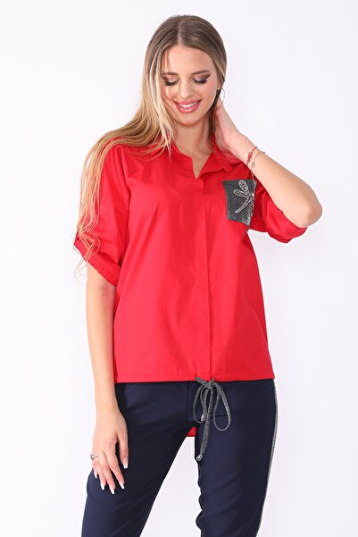 etselements Women's Red Sports Shirt