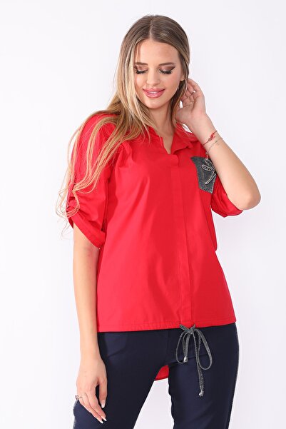 etselements Women's Red Sports Shirt